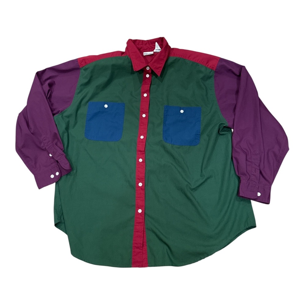 Vintage Cabin Creek Color Block Button Front Shirt Womens 24W 90s Multi Color